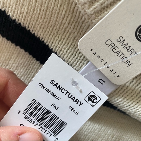 Sanctuary Life Is Easy Sweater Dress Chalk White Black Stripe XL - Picture 6 of 6